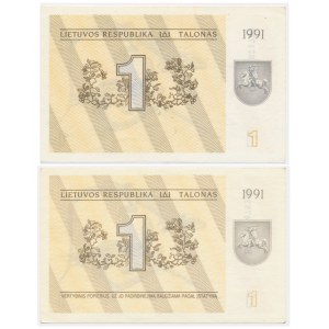 Lithuania, group of 1 talonas 1991 (2 pcs.)