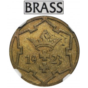 BRASS PROBE, Free City of Danzig, 5 pfennige 1923 - NGC MS63 - EXTREMELY RARE