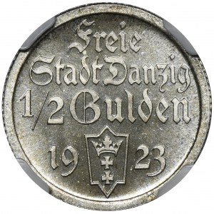 Wolne Miasto Gdańsk, 1/2 guldena 1923 - NGC PF66 - LUSTRZANKA