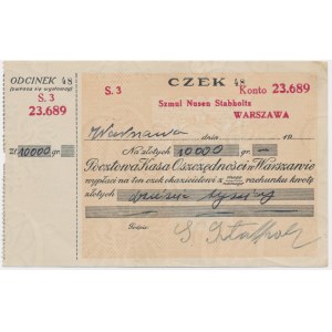 Warszawa, czek PKO imienny na 1000 złotych (1939)