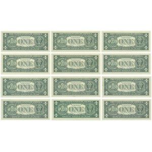 USA, 1 dolar 1969 - KOMPLET liter dystryktów (12szt.)