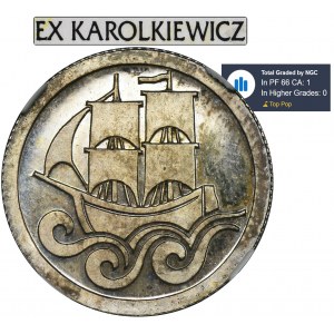 Free City of Danzig, 1/2 gulden 1927 - NGC PF66 CAMEO - ex. Karolkiewicz, VERY RARE, PROOF