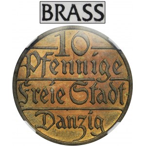 BRASS PROBE, Free City of Danzig, 10 pfennige 1923 - NGC MS63 - EXTREMELY RARE