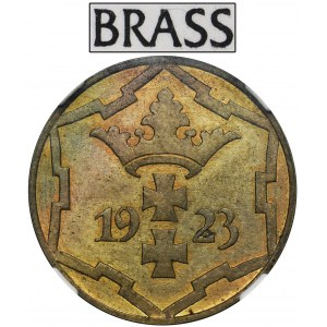 BRASS PROBE, Free City of Danzig, 10 pfennige 1923 - NGC MS63 - EXTREMELY RARE