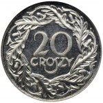 PRÓBA, 20 groszy 1923 - NGC PF66 - litery GR osobno - BARDZO RZADKIE