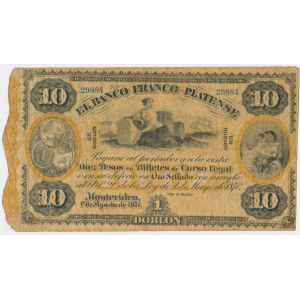 Uruguay, Banco Franco Patense, 10 Pesos 1871