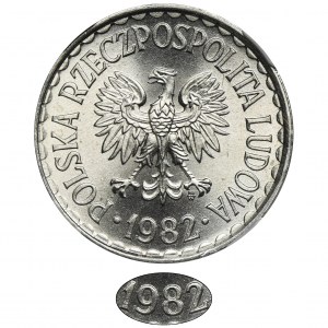 1 złoty 1982 - NGC MS67 - RZADKI, wąska data