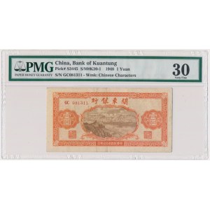 China, Bank of Kuantung, 1 Yuan 1948 - PMG 30