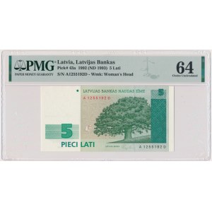 Latvia, 5 Lati 1992 - PMG 64