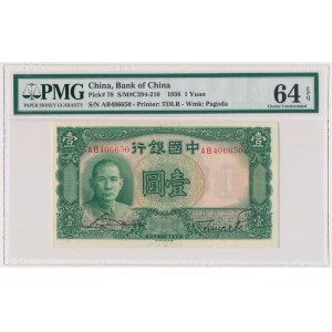 China, 1 Yuan 1936 - PMG 64 EPQ