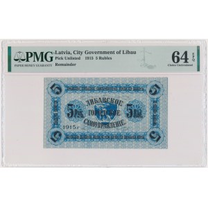 Latvia, City Government of Libau, 5 Rubles (1915) - PMG 64 EPQ