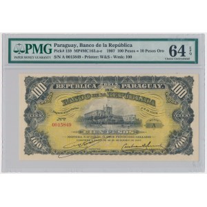 Paragwaj, 100 pesos 1907 - PMG 64 EPQ