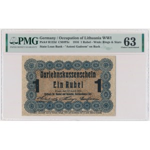 Poznań, 1 rubel 1916 - krótka klauzula (P3c) - PMG 63
