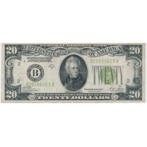 USA, Green Seal, 20 Dollars 1928 - Wood & Mellon