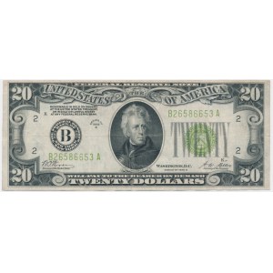 USA, Green Seal, 20 dolarów 1928 - Wood & Mellon