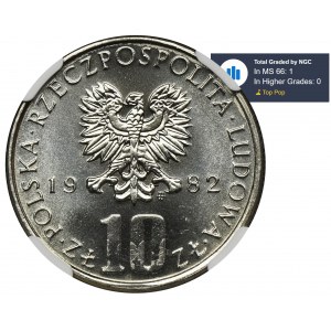 10 złotych 1982 Bolesław Prus - NGC MS66 PROOF LIKE - jak lustrzanka