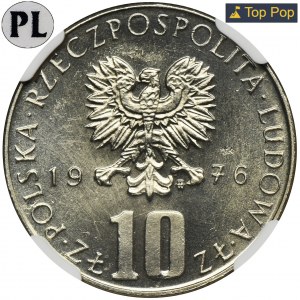 10 złotych 1976 Bolesław Prus - NGC MS66 PROOF LIKE - jak lustrzanka