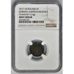 Królestwo Polskie, 5 fenigów 1917-1918 - CZYSTY KRĄŻEK - NGC MINT ERROR