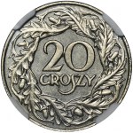 PRÓBA, 20 groszy 1923 - NGC PF66 - litery GR złączone - BARDZO RZADKIE