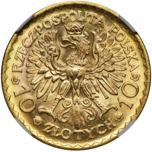 10 złotych 1925 Chrobry - NGC MS66