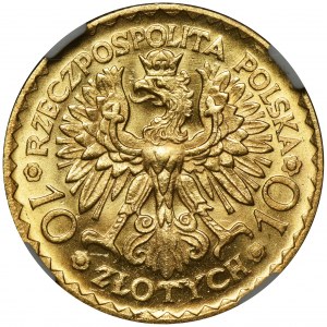 10 złotych 1925 Chrobry - NGC MS66