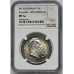 Germany, Bavaria, Regent Luitpold, 3 Mark Munich 1911 D - NGC MS64