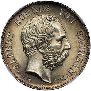 Germany, Saxony, Albert, 2 Posthumous Mark Muldenhütten 1902 E - NGC MS63