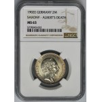 Germany, Saxony, Albert, 2 Posthumous Mark Muldenhütten 1902 E - NGC MS63