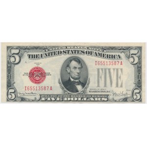 USA, Red Seal, 5 dolarów 1928 F - Clark & Snyder -