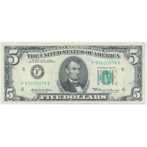 USA, Green Seal, 5 Dollars 1969 - Elston & Kennedy