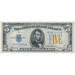 USA, Yellow Seal, 5 Dollars 1934 A - Julian & Morgenthau -