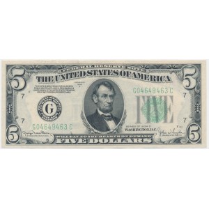 USA, Green Seal, 5 dolarów 1934 D - Clark & Snyder -