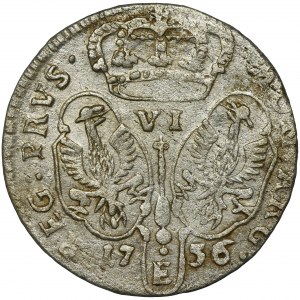 Germany, Kingdom of Prussia, Friedrich II, 6 Groschen Königsberg 1756 E