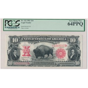 USA, Red Seal, 10 Dollars 1901 - Speelman & White - PCGS 64 PPQ - RARE AND BEAUTIFULL