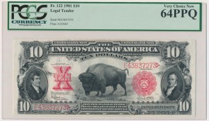 USA, Red Seal, 10 Dollars 1901 - Speelman & White - PCGS 64 PPQ - RARE AND BEAUTIFULL