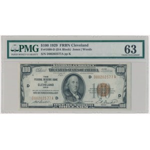 USA, Brown Seal, 100 Dollars 1929 - Jones & Woods - PMG 63