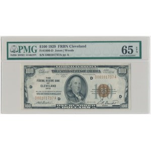 USA, Brown Seal, 100 dolarów 1929 - Jones & Woods - PMG 65 EPQ