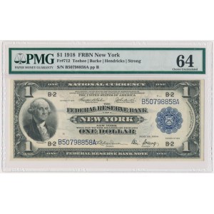 USA, New York, 1 dolar 1918 - Teehee & Burke & Hendricks & Strong - PMG 64