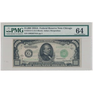USA, Green Seal, 1.000 dolarów 1934 A - Julian & Morgenthau - PMG 64