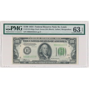 USA, Green Seal, 100$ 1934 - Julian & Morgenthau - PMG 63 EPQ