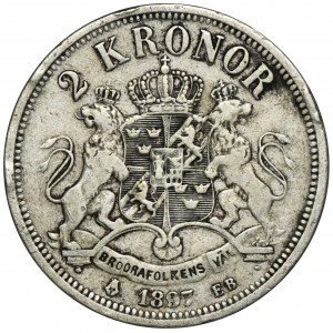 Sweden, Oscar II, 2 Kronor Stockholm 1897