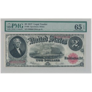 USA, Red Seal, 2 dolary 1917 - Speelman & White - PMG 65 EPQ