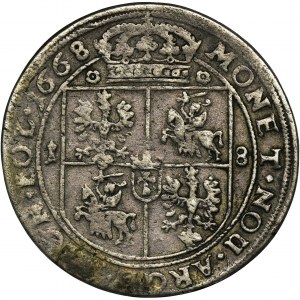 John II Casimir, 1/4 Thaler Krakau 1668 TLB - RARE