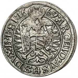 Śląsk, Panowanie habsburskie, Leopold I, 3 Krajcary Wrocław 1669 SHS