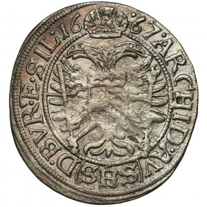 Silesia, Habsburg rule, Leopold I, 3 Kreuzer Breslau 1667 SHS