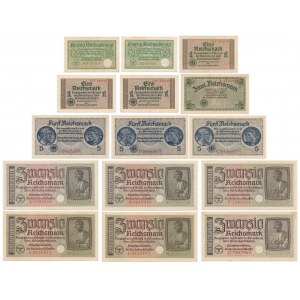 Niemcy, zestaw 50 fenigów - 20 marek (1940-45)(15 szt.)