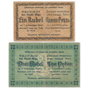 Latvia (Riga), group of 1-3 Rubles 1919 (2 pcs.)