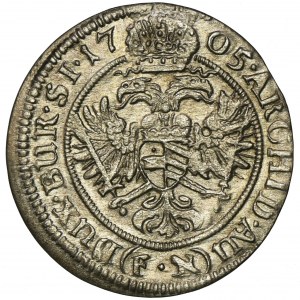 Silesia, Habsburg rule, Leopold I, 3 Kreuzer Breslau 1705 FN