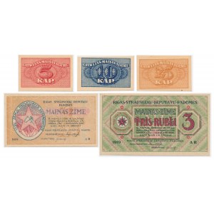 Latvia (Riga), group of 5 Kopecks - 3 Rubles 1920 (5 pcs.)