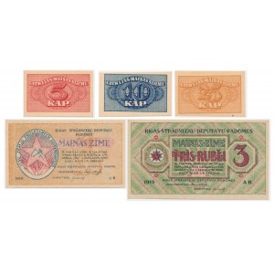 Łotwa (Ryga), zestaw 5 kopiejek - 3 ruble 1920 (5 szt.)